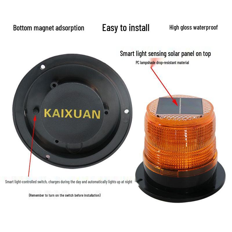 Solar LED Warning Light with Strong Magnet for Vehicles and Construction