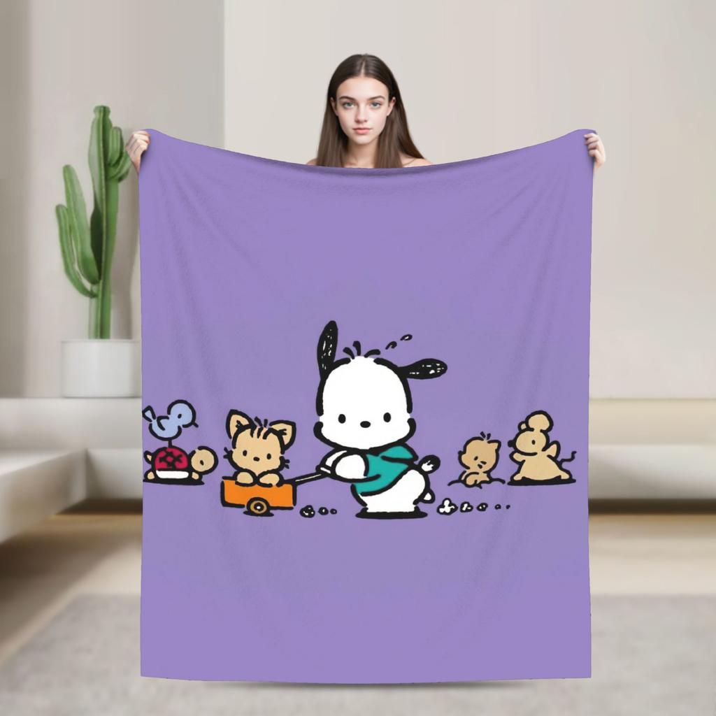 Pochacco Dog Pattern Blanket Cartoon  Plush Throw Blankets Airplane Travel Printed Soft Warm Bedsprea