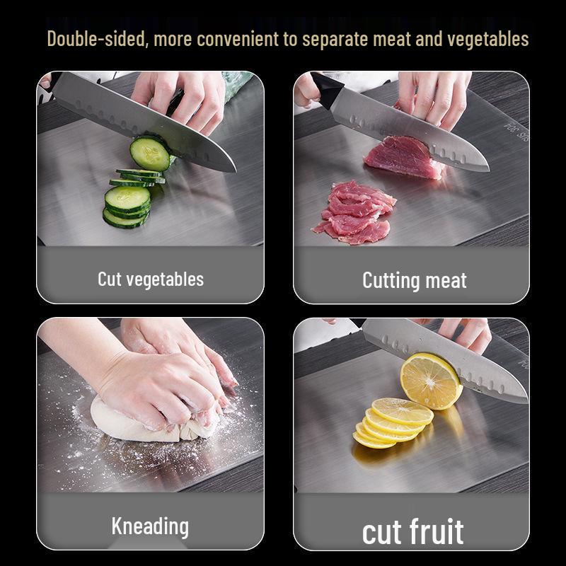 Dwustronna deska do krojenia ze stali nierdzewnej 304: Pogrubiony do siekania i wałkowania ciasta, darmowa wysyłka