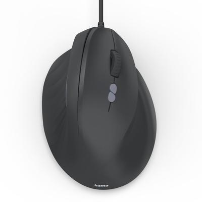 Hama Wired Ergonomic Mouse, ECM-500R, Optical, 7 Buttons, Vertical Design, Black, for Office Use, PC Compatible