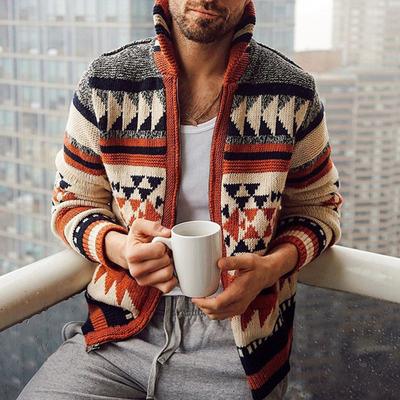 Lässiger Vintage-Pullover für Herren, Strickjacke mit Reißverschluss, Langarm, Strickjacke für Männer, vorne offen, Herbst/Winter, Strickjacke