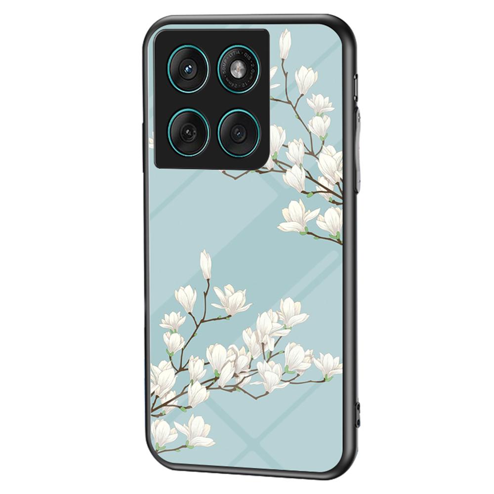 

For Motorola Edge 60 Fusion 5G/Edge 60 5G Case Floral Pattern TPU+Tempered Glass Protective Phone Cover Gardenias