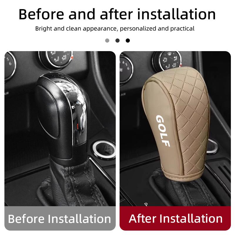 Car NJTK444 Checkered Non-slip and Durable Leather Gear Shift Protector For Volkswagen VW Golf Polo Tiguan T5 Passat B6 Jetta Scirocco