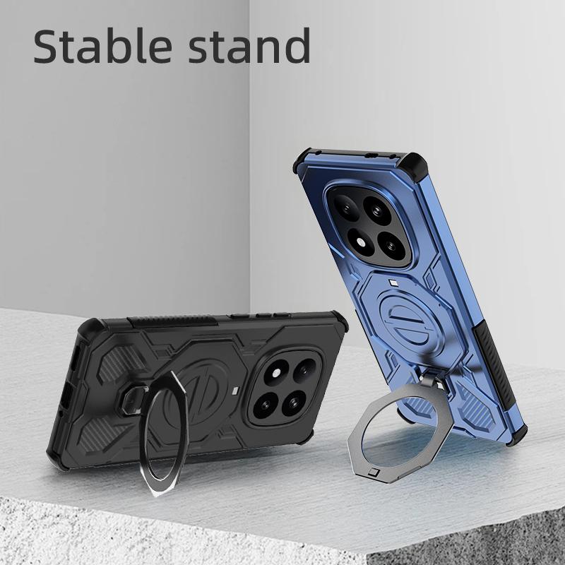 KEYSION Shockproof Magnetic Case for Redmi Note 14 Pro+ 5G Upright Live Metal Ring Stand Phone Back Cover for Xiaomi POCO X7 5G