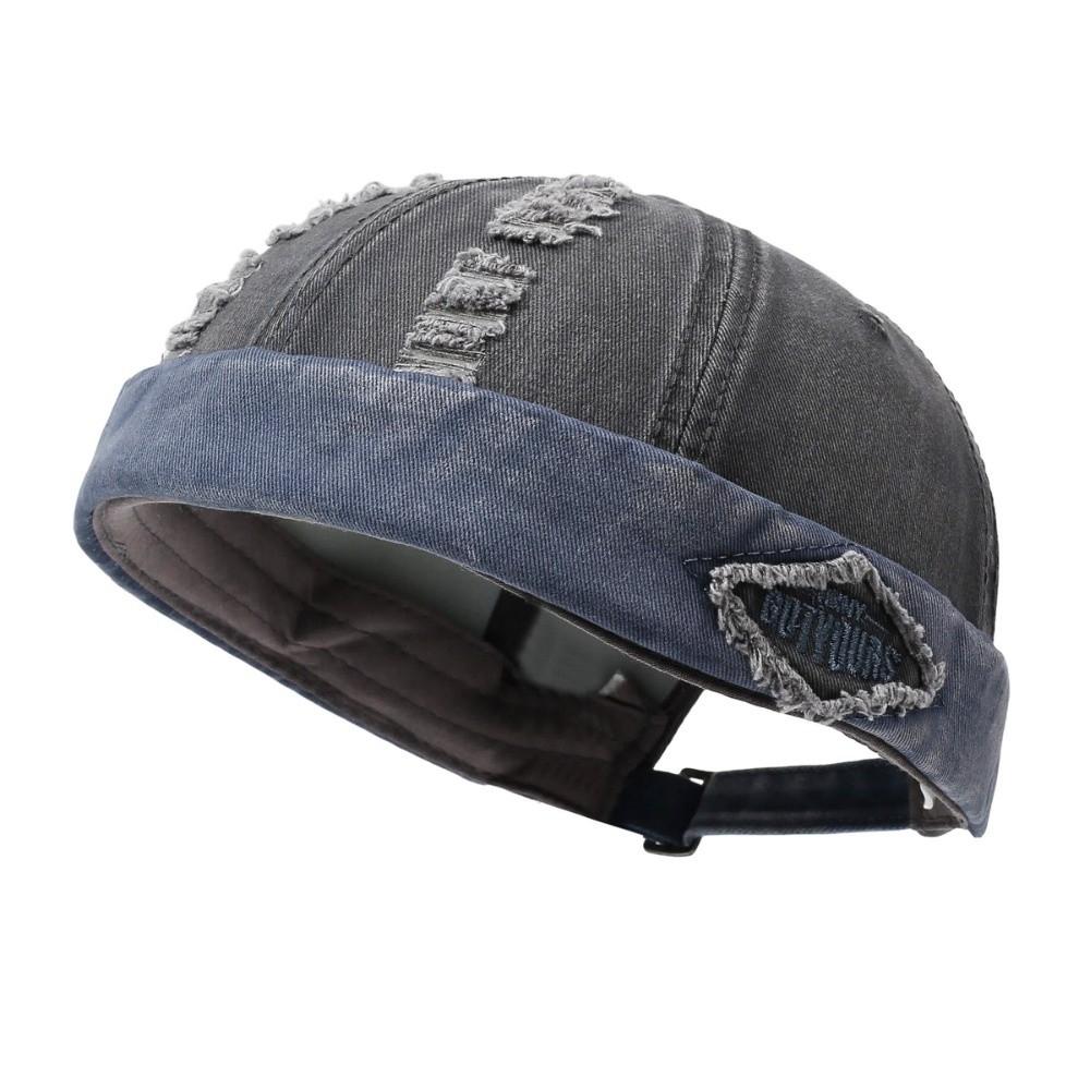 Yiran Dayang Hat Men's Casual Broken Hole Melon Skin Hat Lightweight Breathable Hip Hop Cap Quick Drying Streetwear Skullcap Outdoor