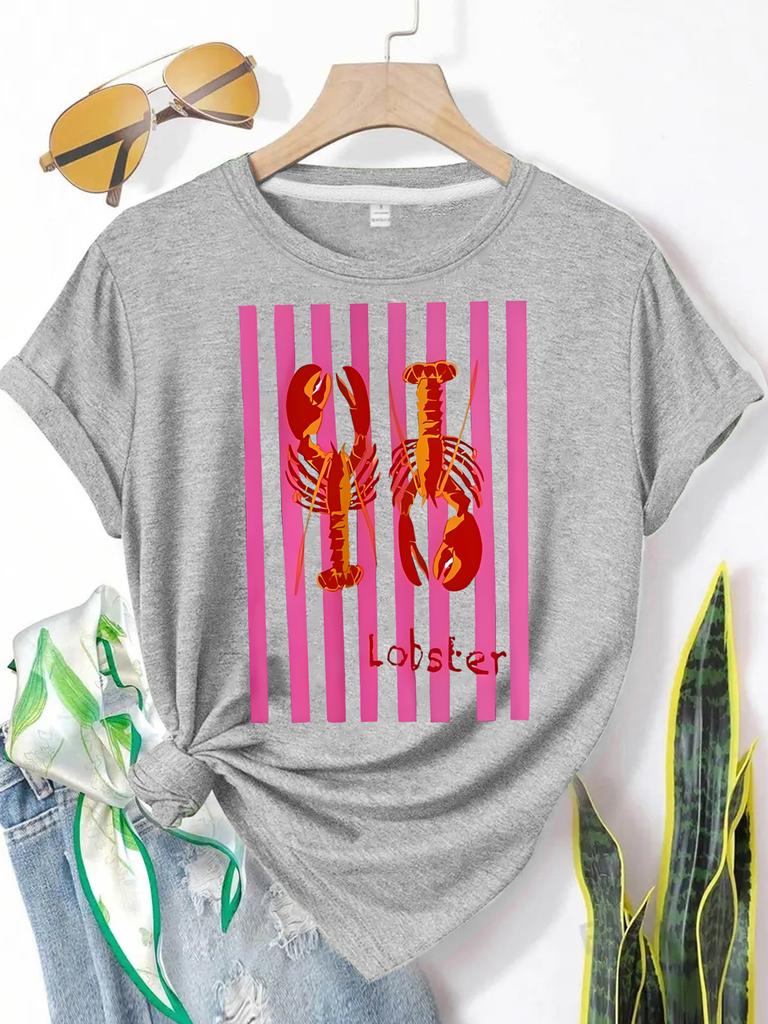 Sommermode Bedruckte T-Shirts Damen Lässige Kurzarmshirts Wild Rundhals-T-Shirts Bequeme und Weiche Stretch-T-Shirts