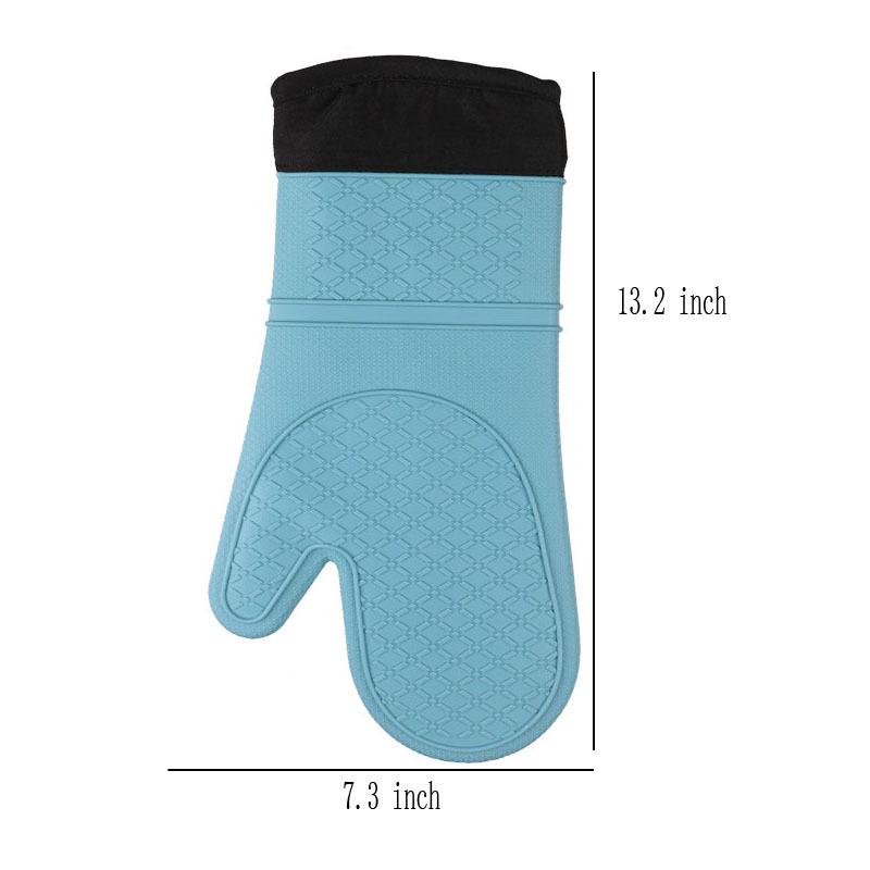 Heat Resistant Mitts with Thick Cotton Liner Non-Slip Silicone Oven Mittens for Baking Cooking Grilling Stove Gloves, Waterproof