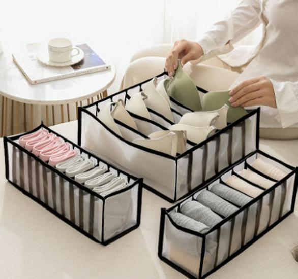 

Складной сетчатый органайзер: Коробка 3-в-1 для хранения нижнего белья, носков и других вещей