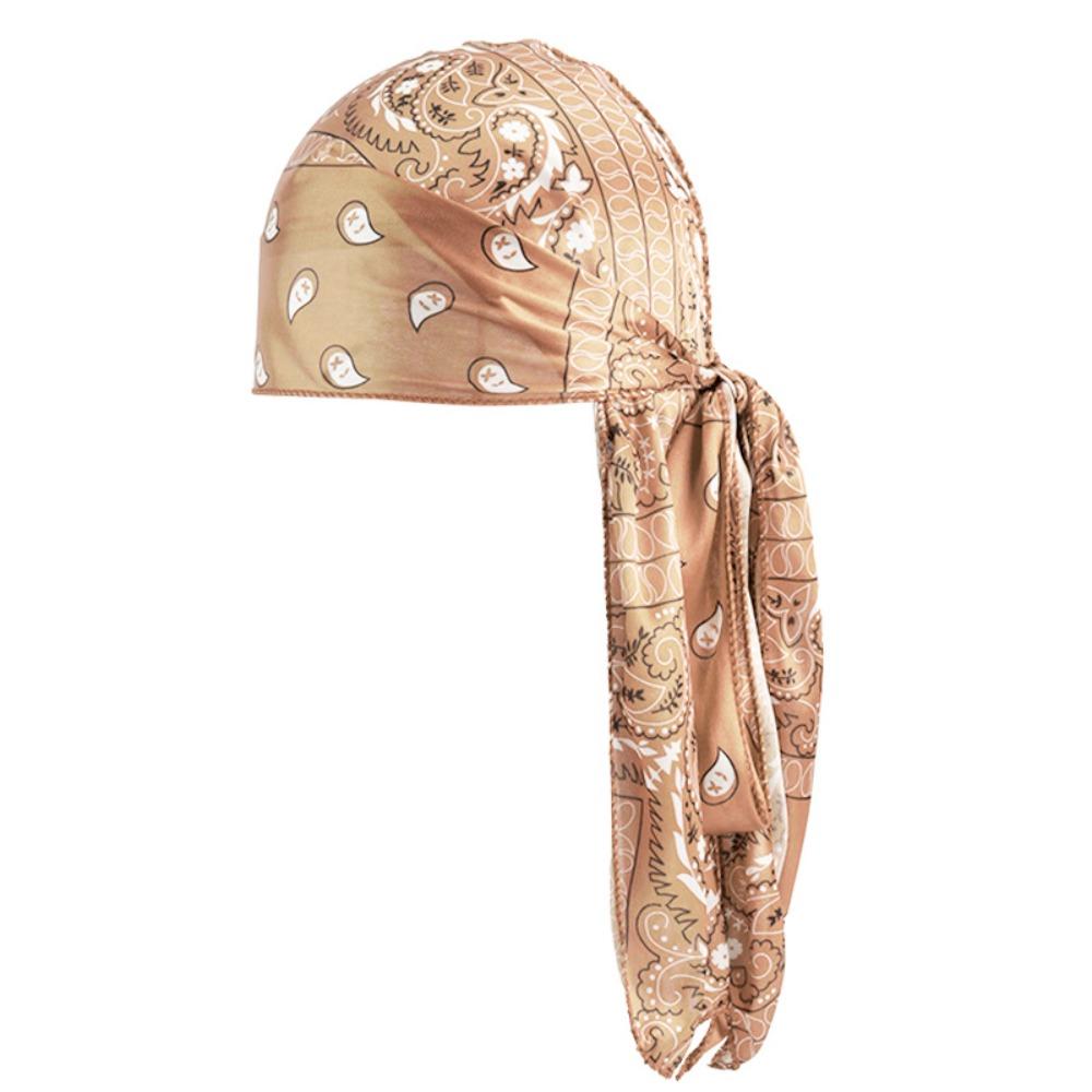 Imitation Silk Long Tail Pirate Cap Amoeba Print Hip Hop  Hat Trends Men's Headscarf  Outdoor