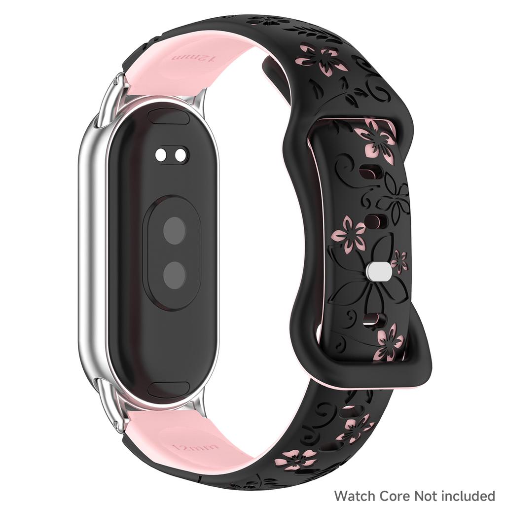 New Silicone Flower 3D Engraved Bracelet for Xiaomi Band 9 NFC Smart Watch Breathable Watchband for Xiaomi Band 8 NFC strap