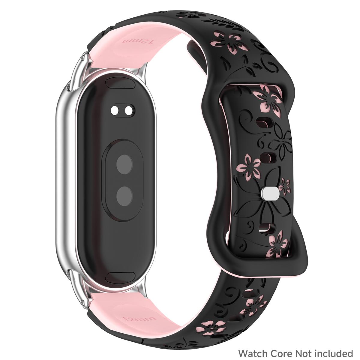 Bracciale da donna in silicone con fiore inciso 3D per Xiaomi Band 10 NFC Smart Watch Cinturino traspirante per Xiaomi Band 9 8 NFC Mi Smart Band 8/8NFC