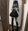 Long Sleeve Shirt Set with Ruffle and Mori Girl Top with Detachable Lolita Harajuku Clothing for and Winter Gray [Yhsuoxfd] Women's Set, 2-Piece