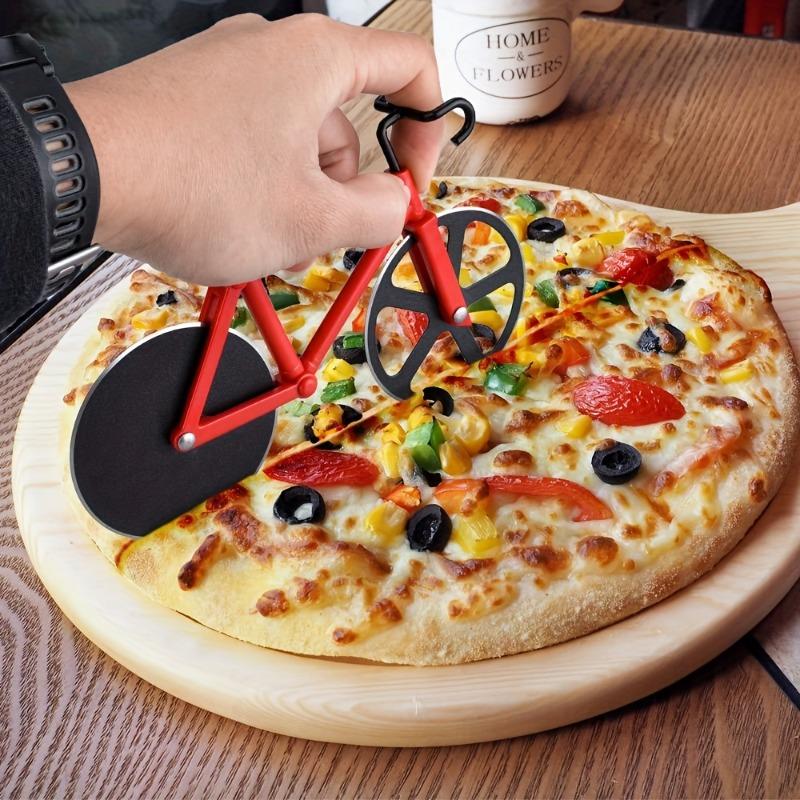 1 piece, bicycle pizza cutter, creative roller pizza cutter, double wheel pizza wheel cutter, pizza cutter, cake cutter