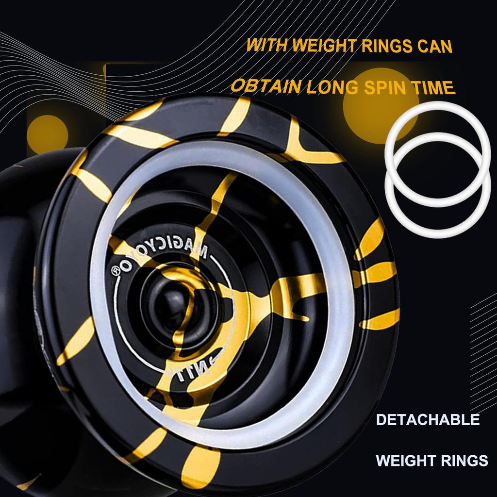 MagicYoYo New Design N11 Alloy Aluminum Professional Yo-yo Unresponsive YoYo ball (Black With Golden) by MAGICYOYO
