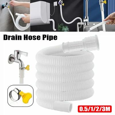 1Pcs Flexible Drain Hose Pipe White PP Plumbing  for Washing Machine Dishwasher Air Conditioner