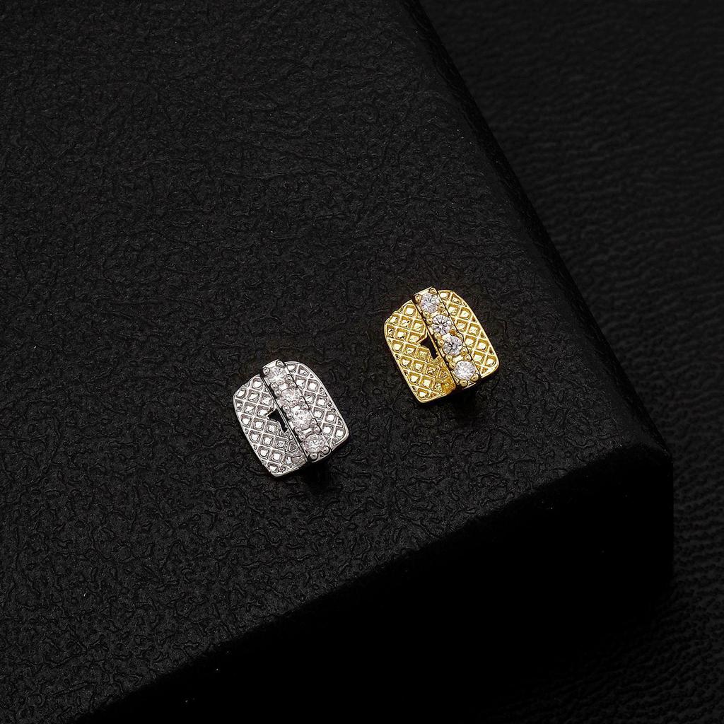 Zircon-Encrusted Copper Grillz: Halloween Bling Gold Tooth