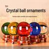 Pink Crystal Ball with Citrine and Amethyst Rock, Blue-Green Glass Home Decoration Ornaments