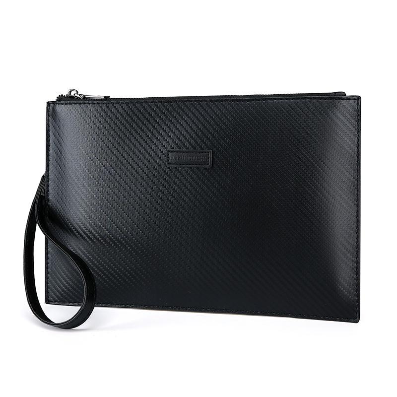 Mens Trendy Soft Leather Envelope Clutch Bag Large Capacity Business Work Handbag чёрный