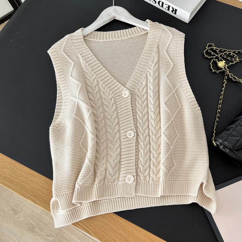 Women's Vest Knitted Vest Women's Outerwear Korean Version Solid Color Sweater Vest for Women
