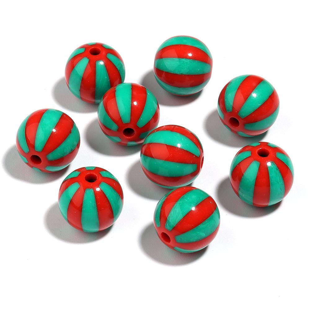 10-20pcs Acrylic Beads Big Hole Stripe Acrylic Beads Colorful Round Loose Spacer Beads For Jewelry Making DIY Bracelet Necklace