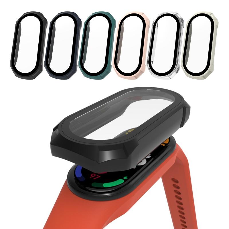 2 In 1 Tempered Glass Film + for Case Screen Protector Full Coverage Cover PC Frame for Shell Watch Housing For Mi Band
