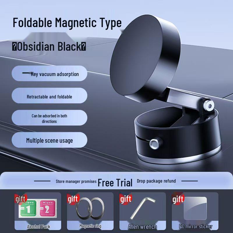 360° Rotating Magnetic Car & Desk Phone Holder with Folding Vacuum Suction Cup