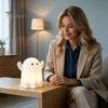 Soft Warm Diffused Lighting Cute Resin Ghost Night Light for Bedroom, Decorative LED Lamp Kids Room Nightlight Halloween Party Desk Decor, Battery