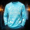 Men's Casual Round Neck Long Sleeve Top with Halloween Print