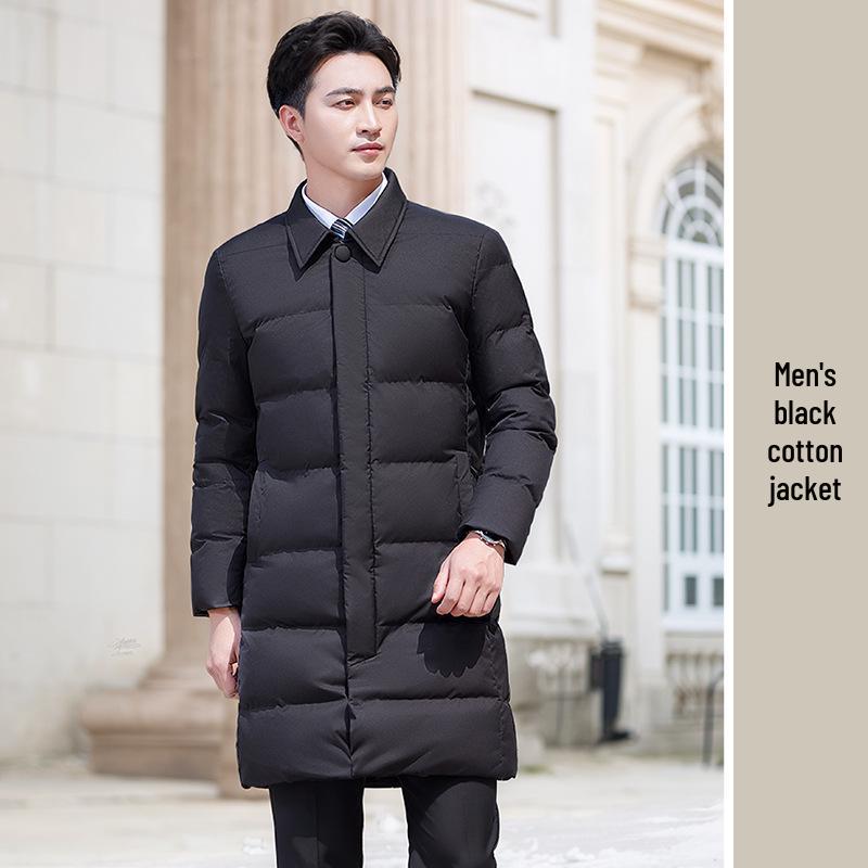 2025 Autumn/Winter Unisex Mid-Length Thickened Down Cotton Coat for Formal Wear