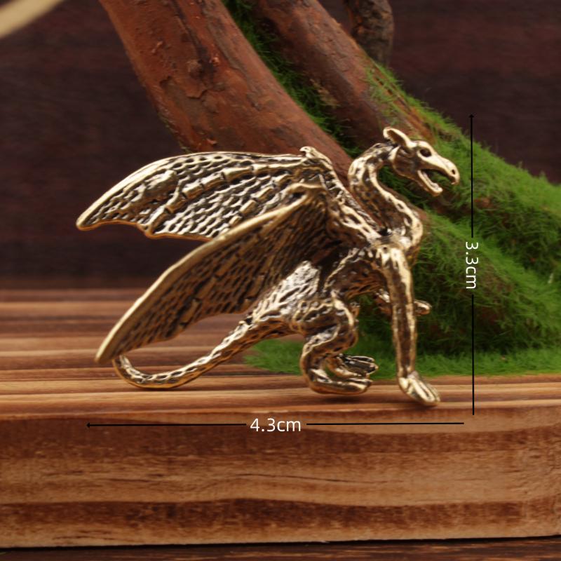 Mini Brass Dragon And Griffin Figurines Detailed Carving Antique Finish Desktop Decor Collection