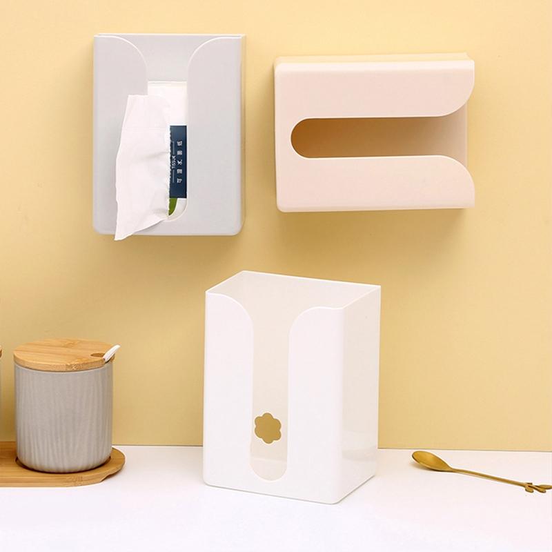 Multipurpose Tissue Box Rectangular Tissue Storage Box Bathroom Wall Mounted Toilet Paper Case Desktop Napkin Box Bathroom Box