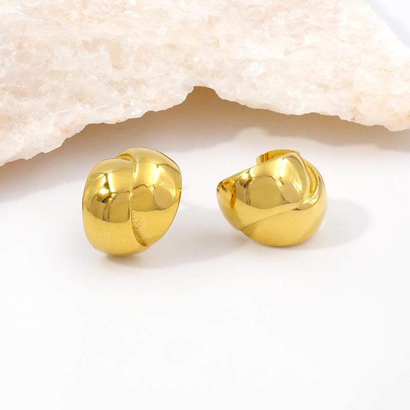 Elegant Geometric 18K Gold Plated Stainless Steel Earrings for Women - Luxury C-Shaped Stud Jewelry Bestseller