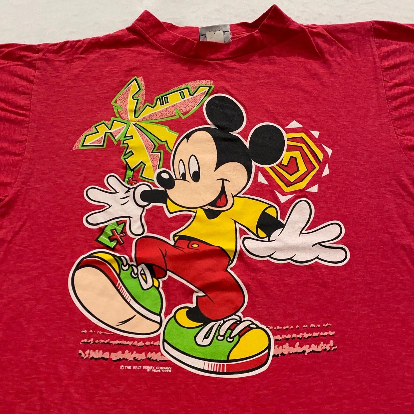 

vintage 90s MICKEY MOUSE WALT DISNEY T-Shirt LARGE beach sun world cartoon soft S