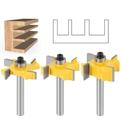 1/3pc 6mm 1/4 Inch Shank T Type Bearings Wood Milling Cutter Industrial Grade Rabbeting Bit Woodworking Tool Router Bits for Wood