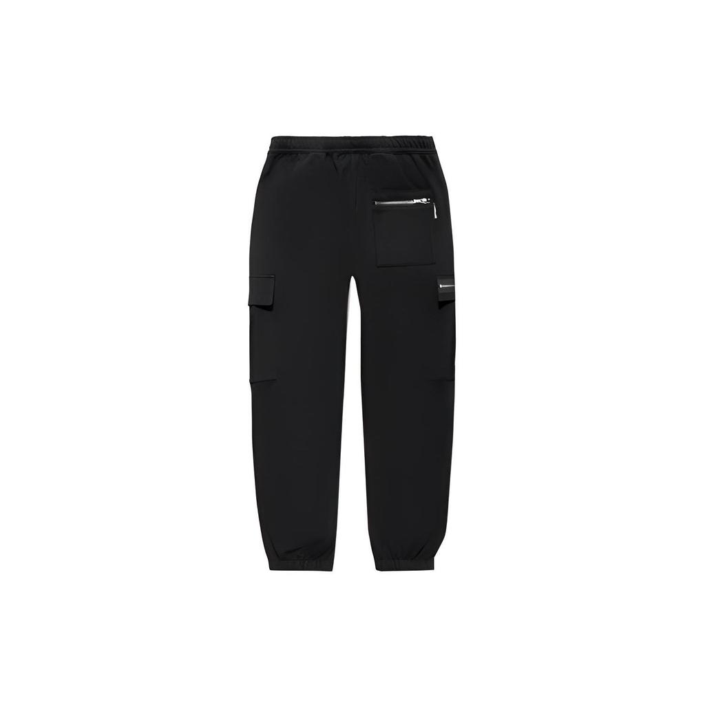 Li Ning X Pleasures Kollaboration Skateboard Serie Buchstaben Mid-Rise Bündchenweite Locker Gestrickte Jogginghose Herren Unterteile Schwarz AKLTB51-1