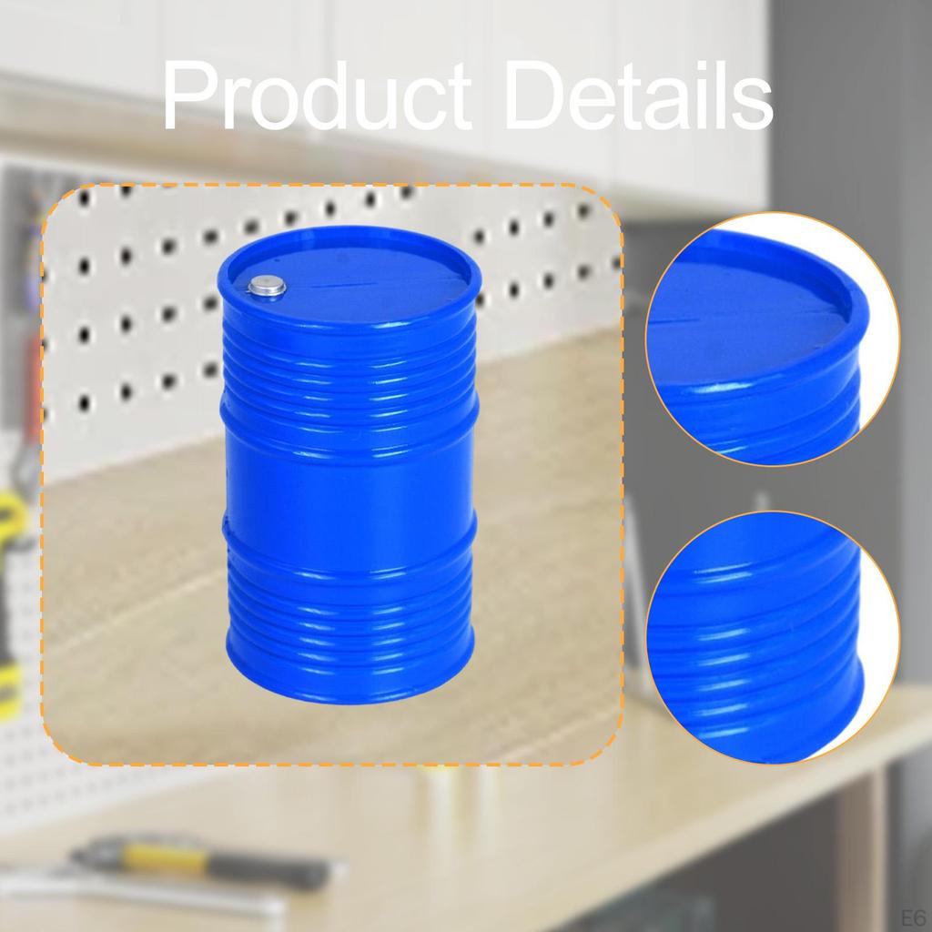 Mini Oil Drum 5.9cmx9.5cm Realistic Simulated Fuel Barrel Container for 1/8, 1/10, 1/12 RC Car