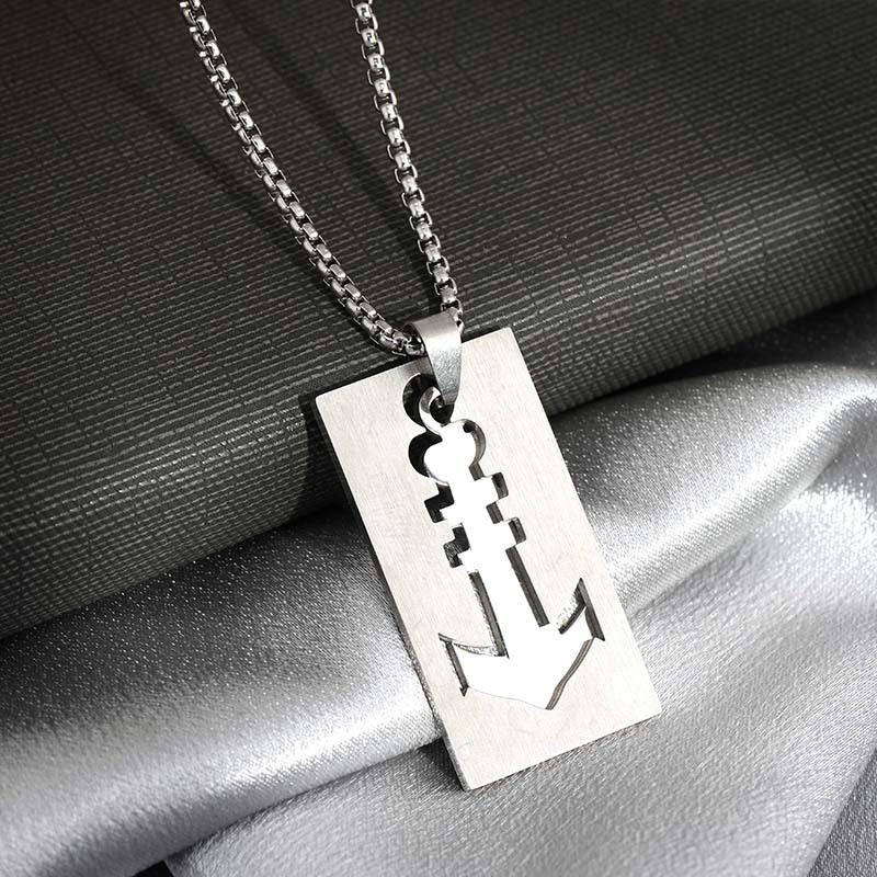 

Вдохновленное винтажем ожерелье с лезвием-якорем в стиле хэви-метал для мужчин в крутом хип-хоп стиле Silver Anchor