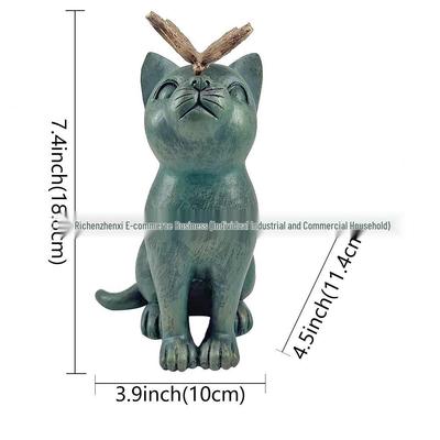 Neujahrs Katze & Schmetterling Harz-Dekoration: Gartenstatue für Innen- und Außenbereich