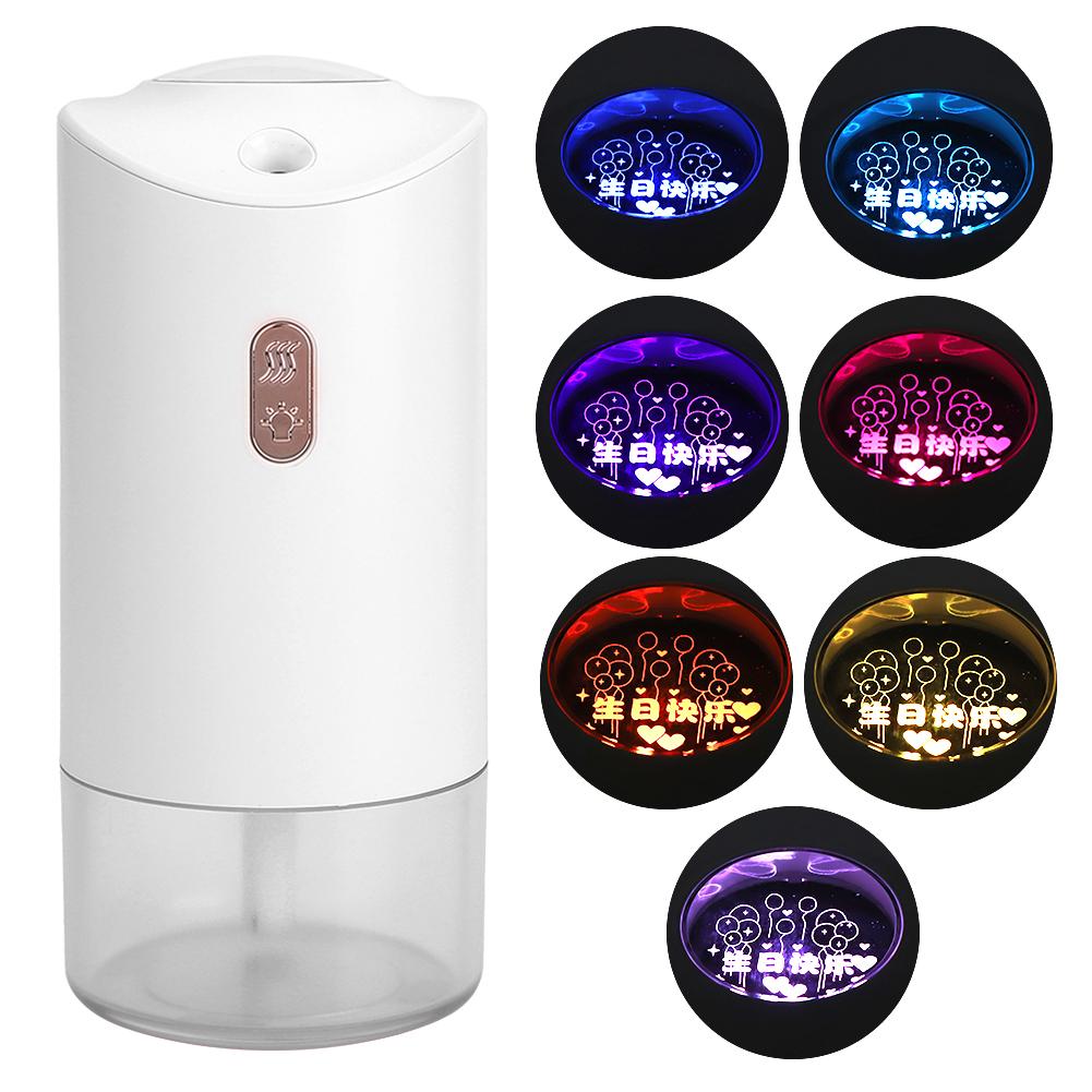 300ml Mini USB Rechargeable Air Humidifier with Projection Ambient Light for Home Office Car UseWhite