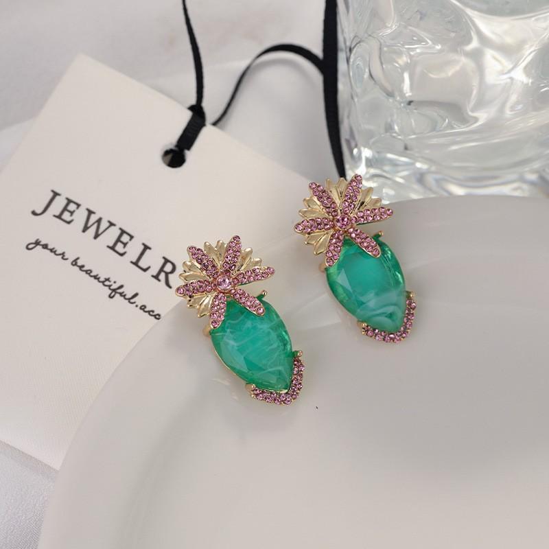 Boucles d'oreilles pendantes Zircon Fleur Colorée pour Femmes, Boucles d'oreilles pendantes Statement pour Fête & Usage Quotidien