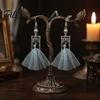 Cool Grunge Jewelry 1 Pair Halloween Earrings, Spooky Gothic Skeleton Dangle Earrings Drop Punk Skull Articulated for Women Party Accessories