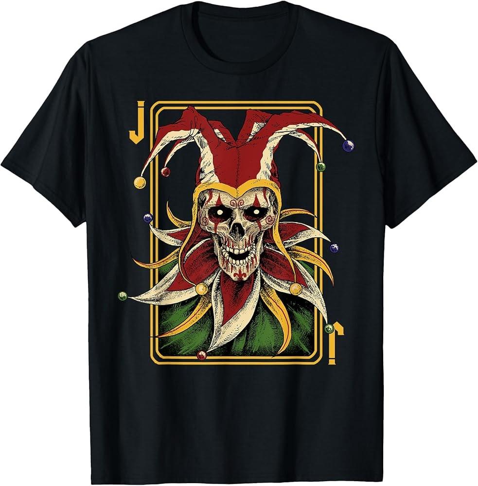 Evil Clown Shirt Playing Card Halloween Costume T-Shirt S