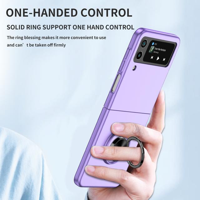 

Чехол-подставка с защитой от падений и защитой от отпечатков пальцев для Samsung Galaxy Z Flip4 5g Flip 4 Flip3 Flip 3 Жесткая прочная сумка для телефона с кольцевым держателем for Samsung Z Flip 4 фиолетовый