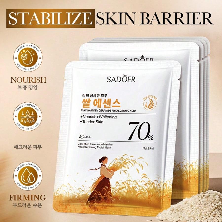 1/5/10PCS Rice Nourishing And Brightening Mask, Reduces Dullness And Yellowing Of The Skin, Fades Fi