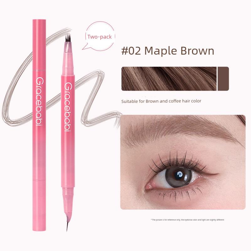 Gracebabi Double-headed Multi-fork Water Eyebrow Pen Waterproof Long-lasting No Decolorization Root, Very Thin Wild Eyebrow Female