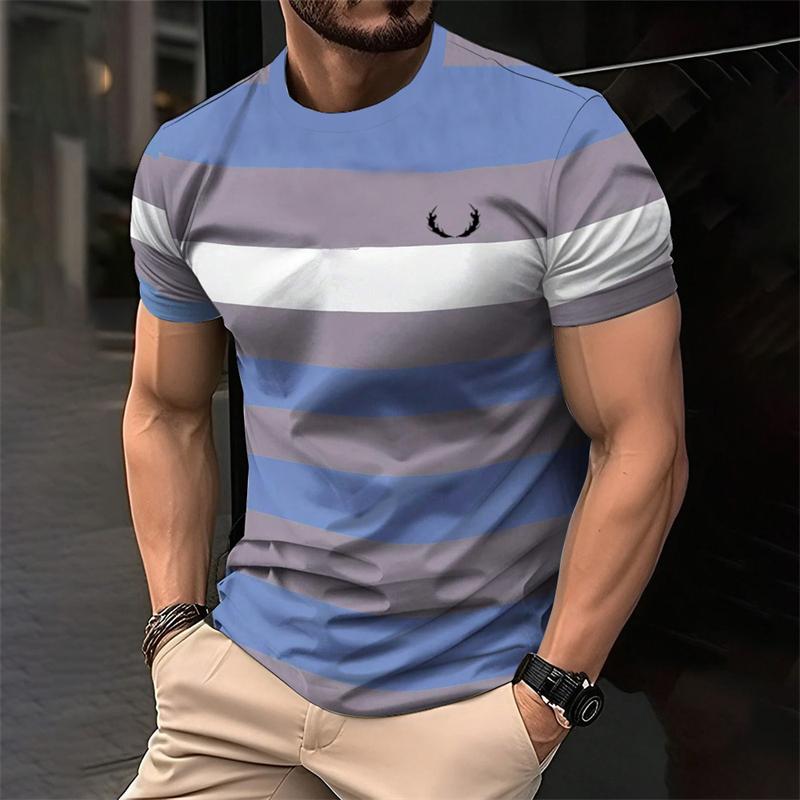 Simple Striped 3D Printed T Shirts For Men Fashion Summer Short Sleeve 3D Printed Kids T-shirts Casual Daily Wear Loose Tees