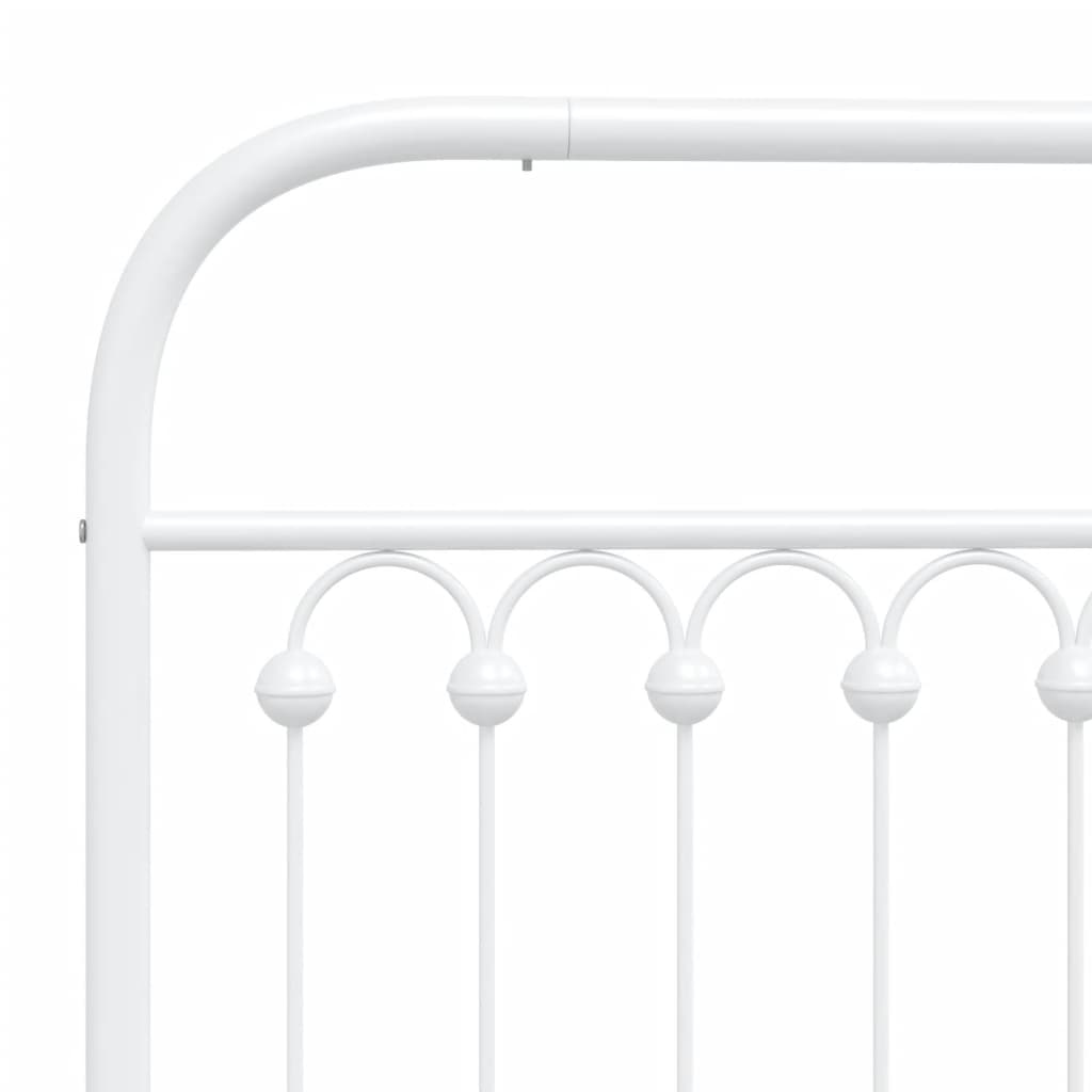 Metal Bed Frame with Headboard and Footboard White 75x190 cm