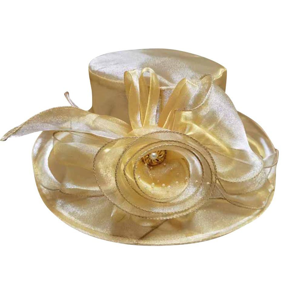 

Wide Brim Organza Hat UV Protection Sun Hat for Women s Dance Dinner Sun Protection Decoration