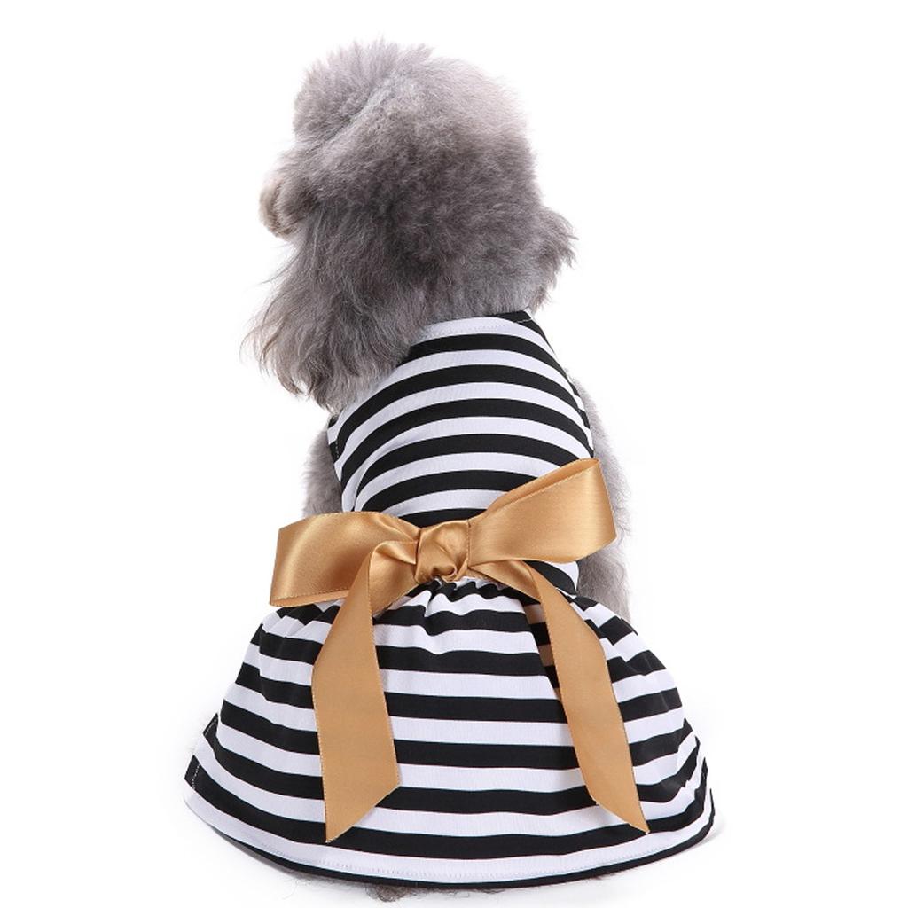 Cute Pet Summer Clothes Girl Dog Polyester Sleeveless Skirt Dresses with Bowknot for Party
