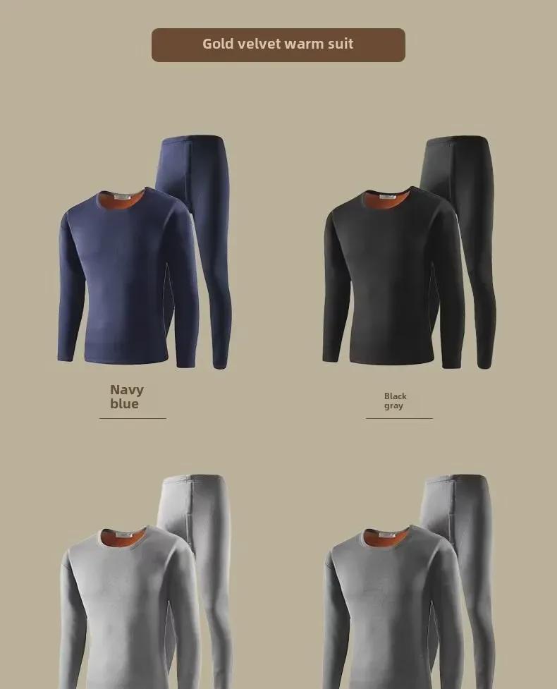 Men's Thick Fleece Thermal Underwear Set - Large Size, Cold-Proof Autumn/Winter Cotton Sweater & Pants